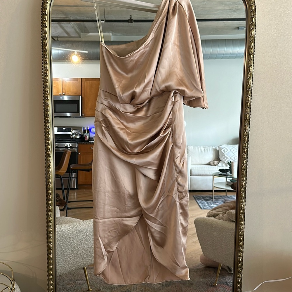 One shoulder Champaign Dress - with tags and never worn